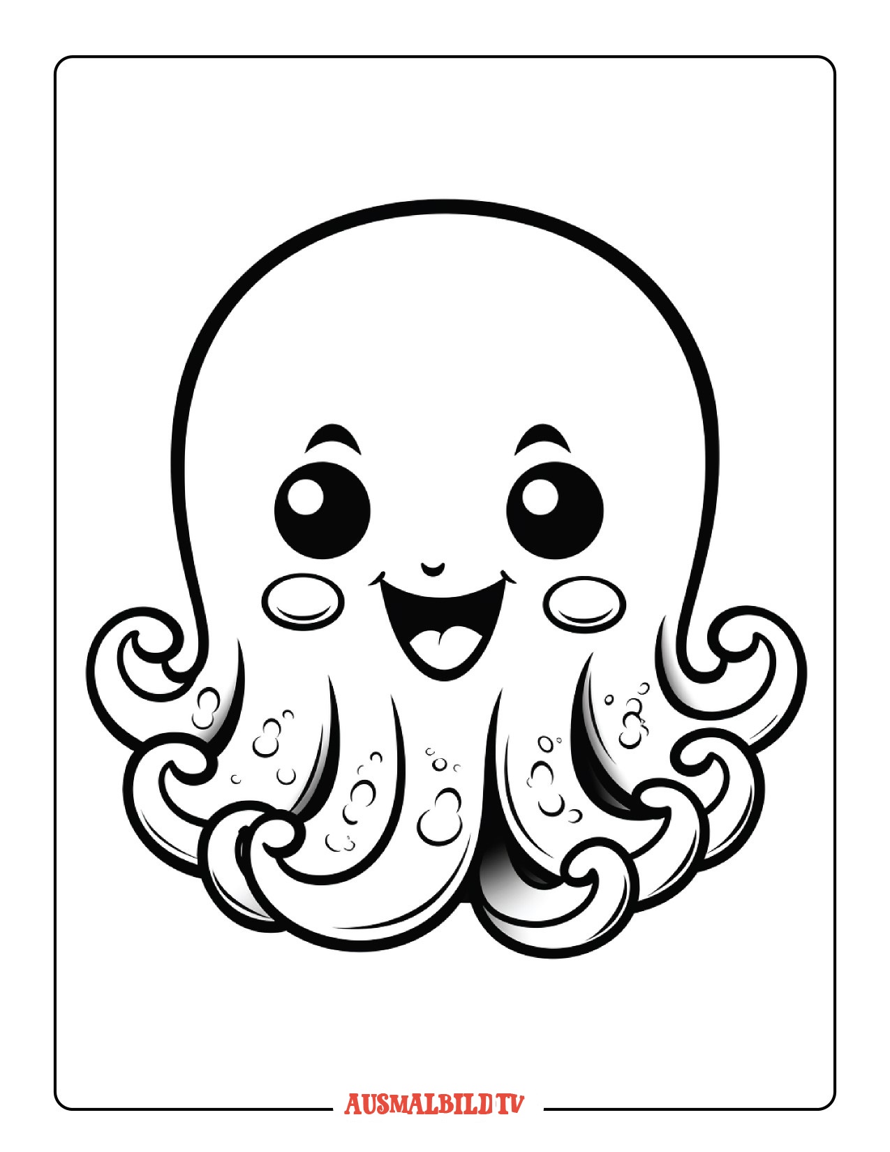 Entzückende Oktopus Ausmalbild zum Ausdrucken und Herunterladen