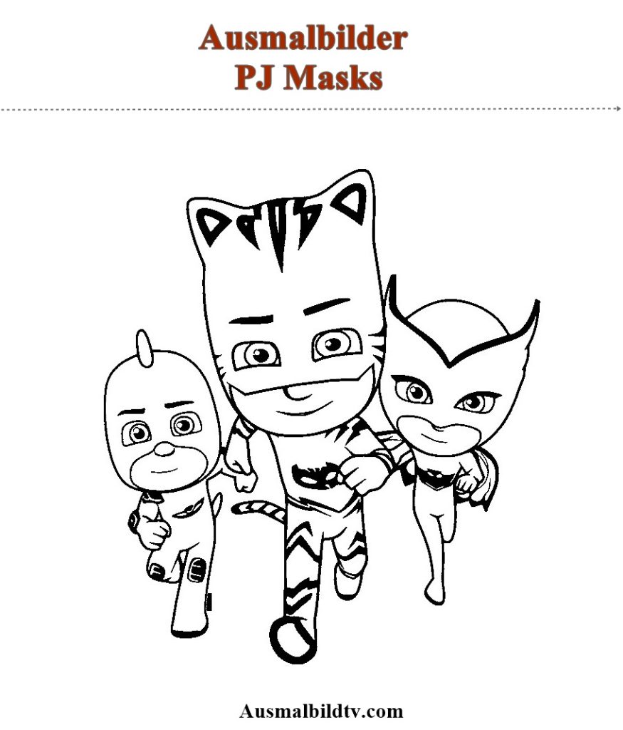 Ausmalbilder PJ Masks - 6 Stück Pyjamahelden Kostenlos als PDF