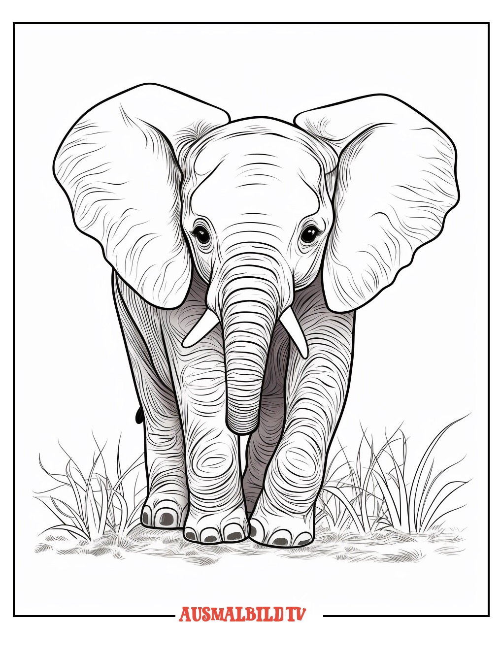 Ausmalbild Elefant zum Ausdrucken und Herunterladen - Kostenlos