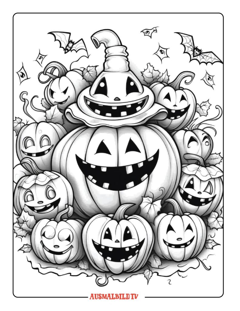 Ausmalbild Halloween Monster für Kinder und Erwachsene