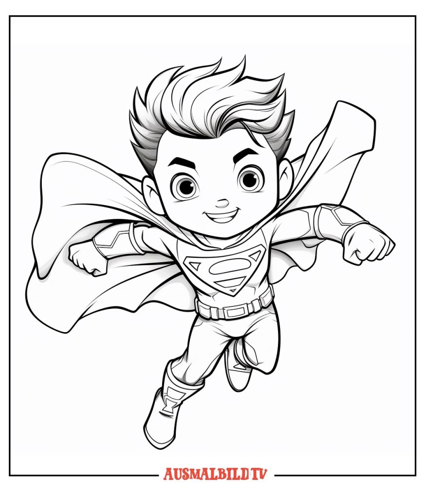 Kleine Superman Ausmalbild für Kinder