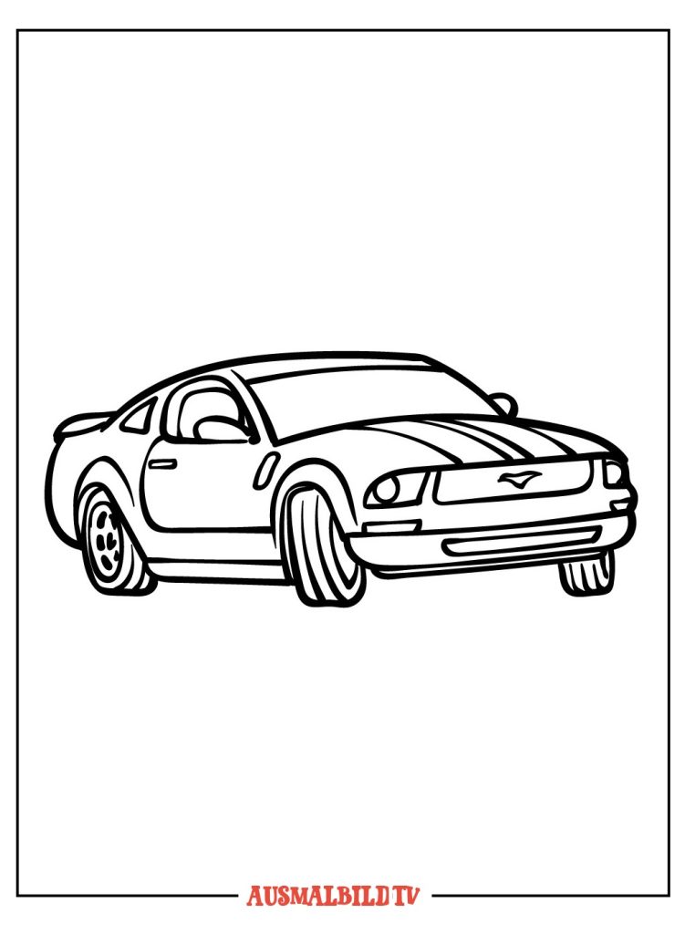 Ausmalbild Rennwagen Ford Mustang zum Ausdrucken