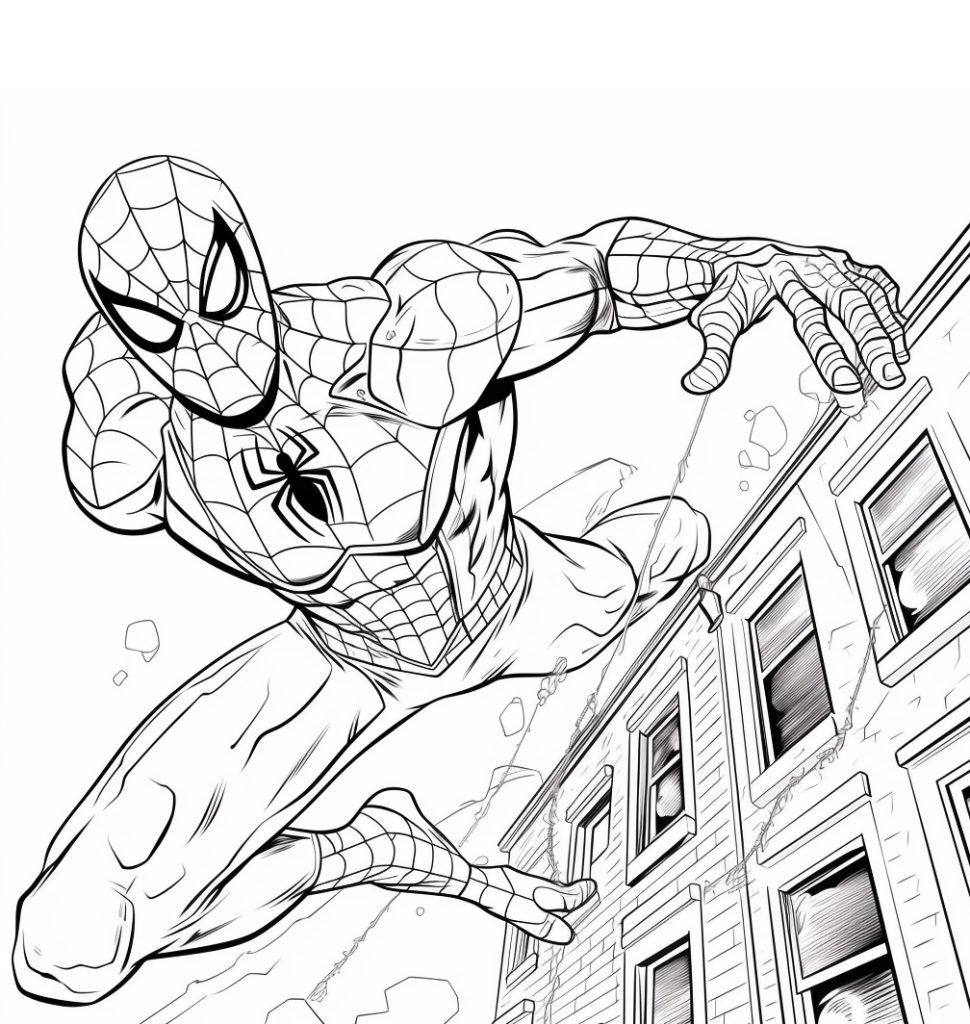 Ausmalbild Spiderman der Held zum Ausdrucken